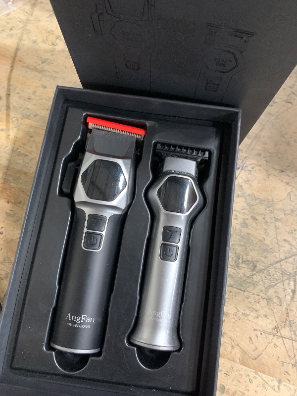 Photo 1 of ANGFAN Professional Hair Clippers for Men - 8000RPM Brushless Motor & 440C Steel Blades, Barber-Grade Cordless Clippers & Trimmer Set for Fade Designs, Hair Cutting Tools for Professional Barbers