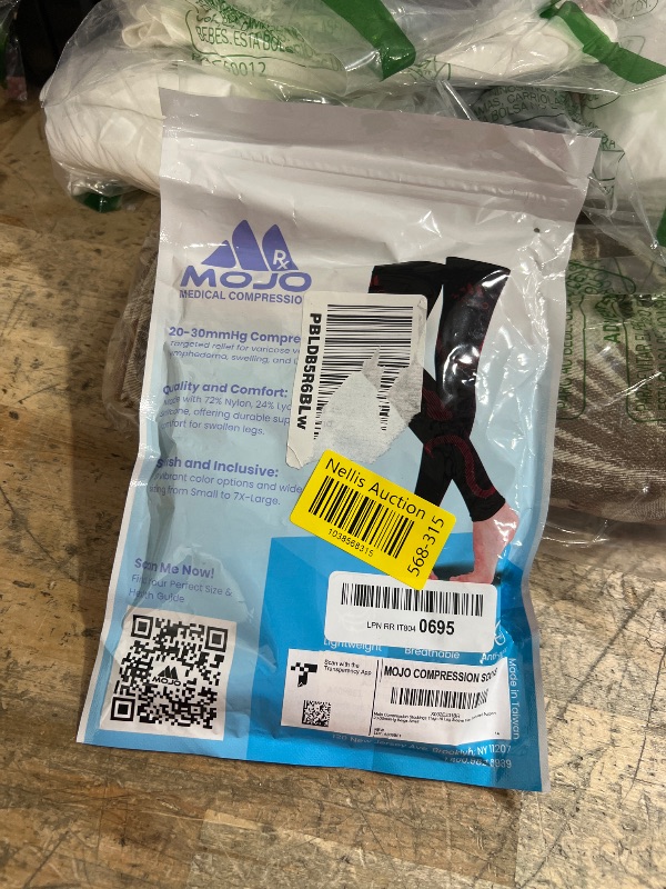 Photo 1 of ***Stock photo for reference, item is black***

Mojo Compression Stockings For Women Men Circulation Leg 20-30mmHg - Thigh-Hi Leg Sleeve With Grip Top - Firm Graduated Support - Black Small, A609BE1