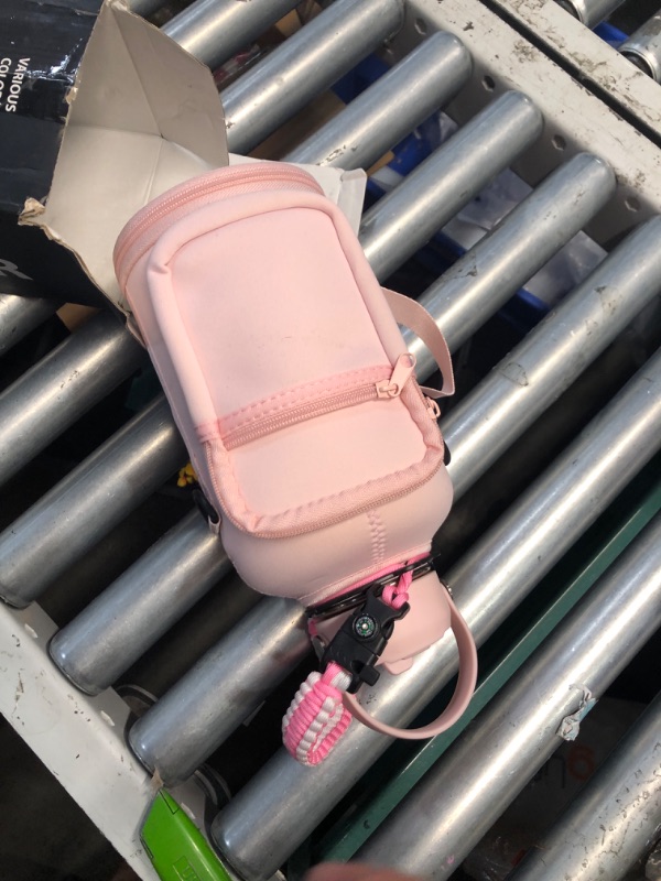 Photo 1 of (USED/FAIR) (BAGGED) Half Gallon Water-Bottle with Straw - Pop-up Chug Lid (Cold 48H & Hot 24H) 64oz Insulated Water Bottle Flask with Sleeve Strap, Paracord Handle, Bottle Boot, Pink Stainless Steel Metal Water Jug
