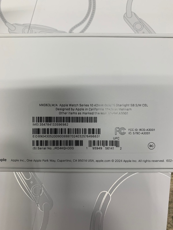 Photo 1 of **FACTORY SEALED**Apple Watch Series 10 [GPS + Cellular 42mm case] Smartwatch with Gold Titanium Case with Starlight Sport Band - S/M. Fitness Tracker, ECG App, Always-On Retina Display, Water Resistant MANUFACTURERER 