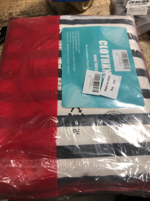 Photo 1 of (Unknown if complete) CLOTHKNOW King Bedding Sets Striped 3Pcs Farmhouse Bedding Duvet Cover Sets Ticking Striped Bedding Cover King with 2 x Pillowcases