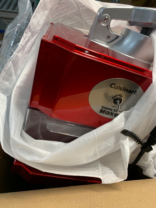 Photo 1 of (PARTS) (NOT FUNCTIONAL) Cuisinart Snow Cone Machine, Home Shaved Ice Maker for Snow Cones, Snow Cone Maker with Reuseable Paper Cups, Makes 5 Icy Cones for Slushies, Frozen Drinks , Red, SCM-10P1