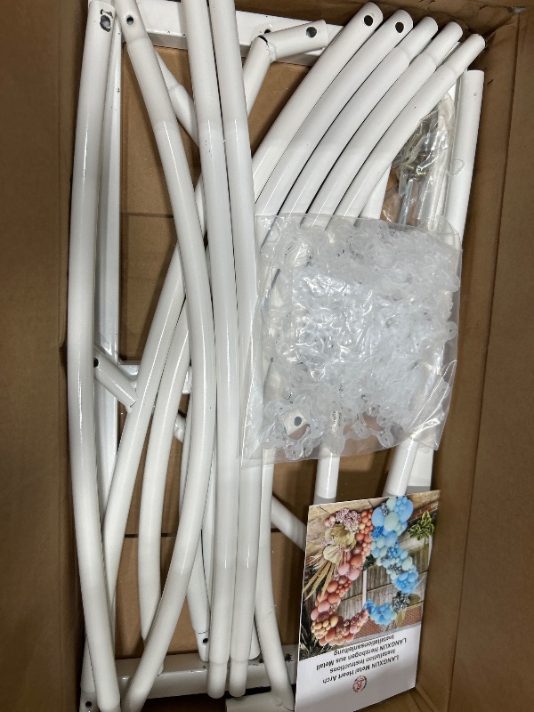 Photo 1 of ? 8ft(2.4M) Heart Shaped White Metal Balloon Arch Stand Frame Display Kit?Love Balloon Arch Frame for Proposal, Wedding, Valentine’s Day, Bridal, Birthday Party Decorations