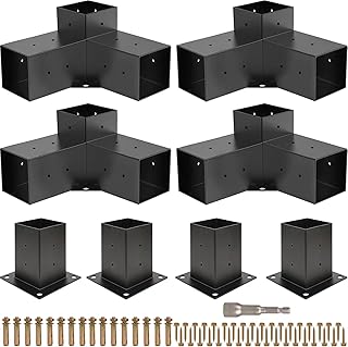 Photo 1 of   Pergola Kit, Pergola Brackets 3-Way Right Angle Corner Bracket Woodworks DIY Post Base Kit, Wooden Beams for Gazebos Patio Pergolas Log Cabin