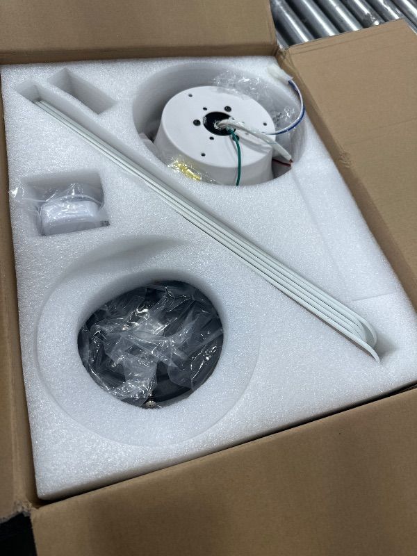 Photo 1 of (PARTS ONLY,NO BLADES) 42 Inch Ceiling Fans with Lights and Remote,Outdoor Indoor Modern Flush Mount Ceiling Fan with 3CCT 6-Speed Quiet DC Motor,White Small Low Profile Ceiling Fan for Bedroom Living Room Office