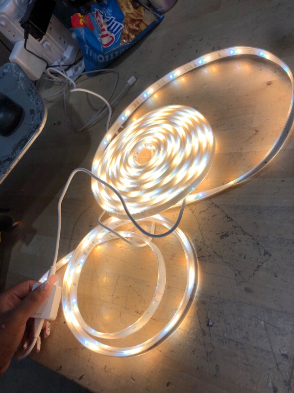 Photo 1 of *TAPE IS ALL GONE BUT STILL POWERS ON* Philips Hue Indoor 33 Ft Smart LED Solo lightstrip Base Kit - 1 Pack - Control with Hue App - Compatible with Alexa, Google Assistant and Apple HomeKit