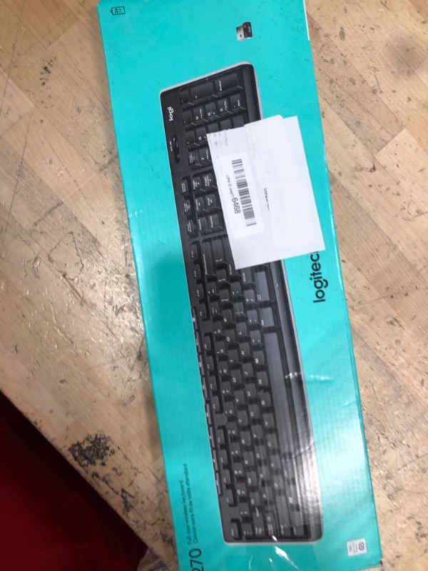 Photo 1 of Logitech K270 Wireless Keyboard for Windows, 2.4 GHz Wireless, Full-Size, Number Pad, 8 Multimedia Keys, 2-Year Battery Life, Compatible with PC, Laptop, Black