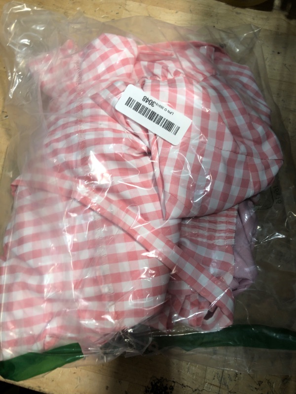 Photo 1 of *UNKNOWN SIZE* Parthea Women's Plaid Back Smocked Maxi Dress Sexy V Neck Elegant Flowy Swing Long Dress Pink 