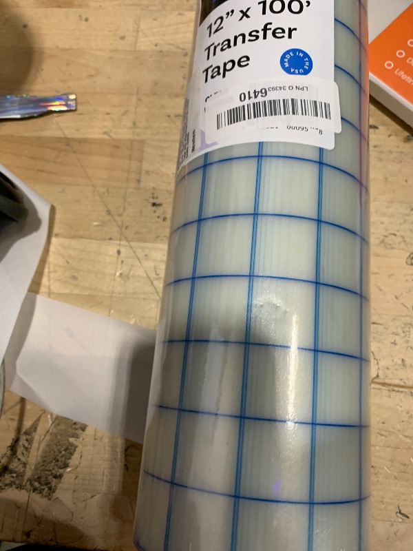 Photo 1 of 12" x 100' Roll of Clear Transfer Tape for Vinyl, Made in America, Vinyl Transfer Tape with Alignment Grid for Cricut Crafts, Decals, and Letters