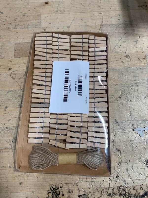 Photo 1 of 1.35 Inch Mini ClothesPins for Photo?100 Pcs? with 32 Feet Jute Twine?Mini Clothes Pins for Crafts,Wooden Small Clothes Pins for Pictures,Tiny Decorative Clothespins for Baby Shower(Natural Color)