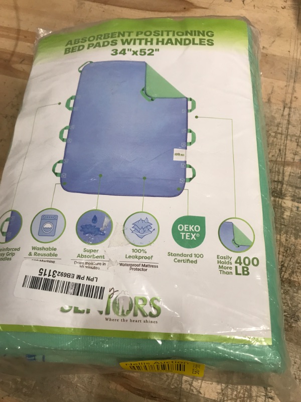 Photo 1 of Absorbent Positioning Bed Pad with Handles 34" X 52"- Washable, Waterproof Incontinence Bed Pads - Reusable Bed Mobility Under Pads to Aid Seniors, Disabled & Bedridden Patients - Fast-Drying