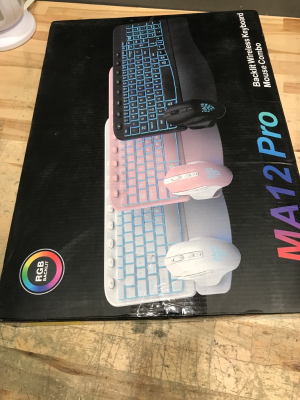 Photo 1 of SABLUTE Ergonomic Wireless Keyboard and Mouse Combo - Wave Keyboard with Soft Leather Wrist Rest, Resistant Keys, RGB Backlit Rechargeable Set for PC/Mac/Chromebook (Black)