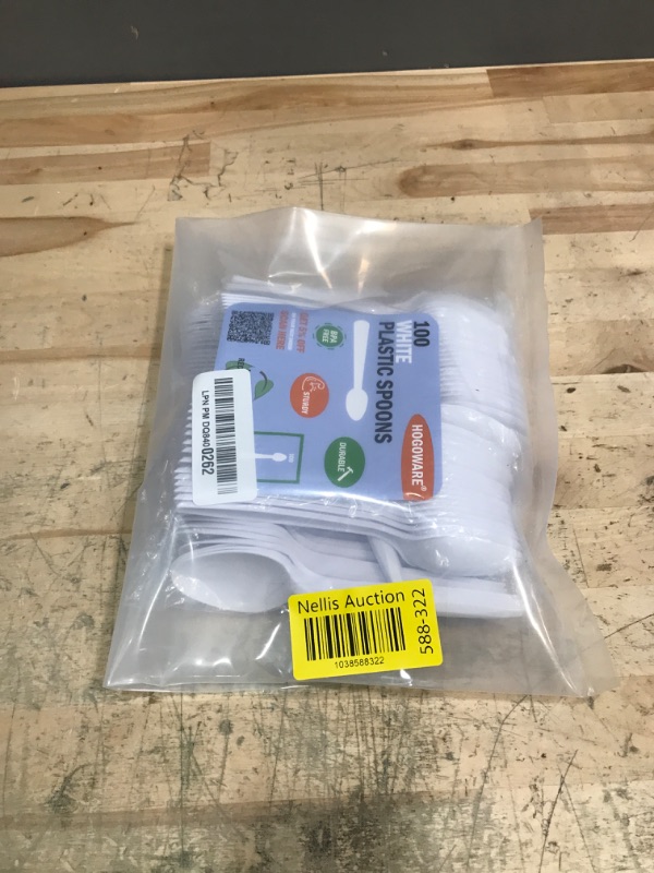 Photo 1 of 100 pack White Spoons plastic silverware disposable cutlery set utensil plasticware kitchen compostable picnic office home bulk flatware box birthday party supplies wholesale bbq heavy duty
