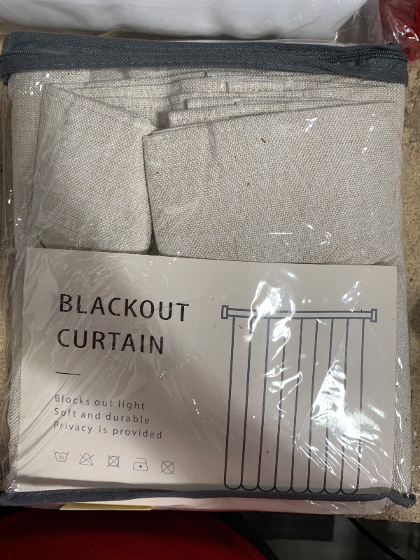 Photo 1 of 100% Blackout Shield Linen Blackout Curtains for Bedroom 96 Inches Long, Back Tab/Rod Pocket Living Room Drapes, Thermal Insulated Blackout Curtains 2 Panels Set, 50" W x 96" L,Cream