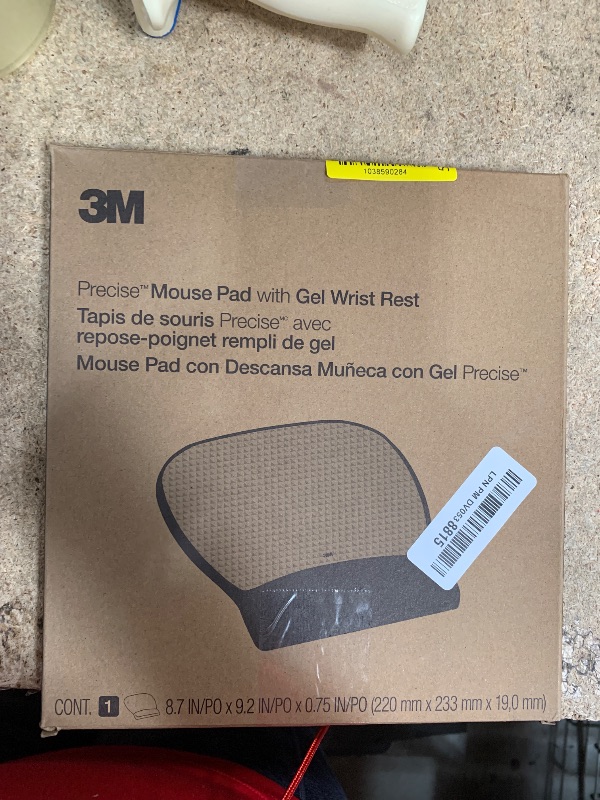 Photo 1 of 3M Precise Mouse Pad with Gel Wrist Rest, Soothing Gel Comfort with Durable, Easy to Clean Leatherette Cover, Optical Mouse Performance, 9.2" x 8.7", Black (MW310LE)