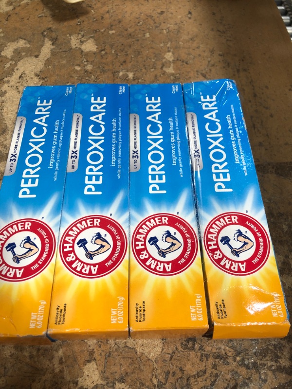 Photo 1 of ARM & HAMMER Peroxicare Toothpaste for Gum Health, Baking Soda Toothpaste, Clean Mint, 6.0 oz (Pack of 4