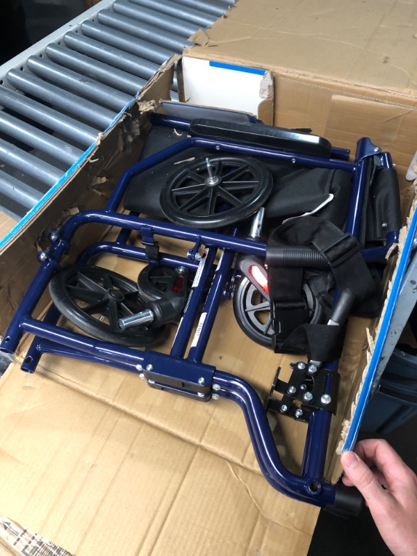 Photo 1 of (MISSING LEGS/FEET) (PARTS) Carex Transport Wheelchair With 19 inch Seat, Folding Transport Chair with Foot Rests, Foldable Lightweight Wheelchair Foldable for Storage and Travel