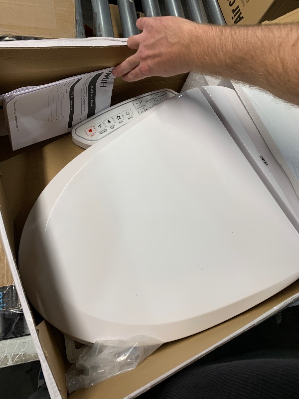 Photo 1 of (HOSE CONNECTION IS MISSING) (NOT A COMPLETE SET) ZMJH ZMA102 Bidet Toilet Seat, Elongated Smart Unlimited Warm Water, Vortex Wash, Electronic Heated, Warm Air Dryer, Rear and Front Wash, LED Light, Need Electricity, White, (Elongated)