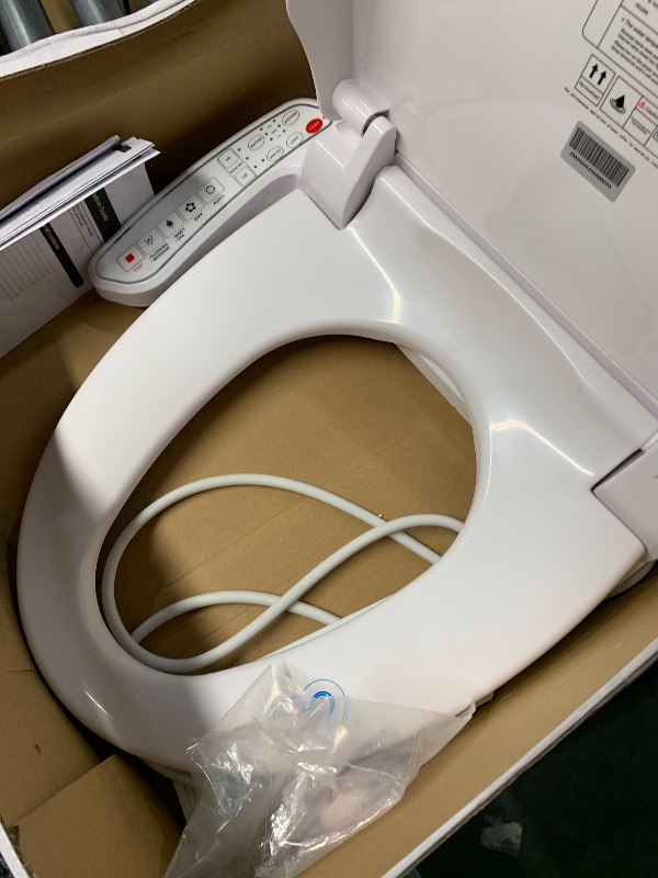 Photo 1 of (HOSE CONNECTION IS MISSING) (NOT A COMPLETE SET) ZMJH ZMA102 Bidet Toilet Seat, Elongated Smart Unlimited Warm Water, Vortex Wash, Electronic Heated, Warm Air Dryer, Rear and Front Wash, LED Light, Need Electricity, White, (Elongated)