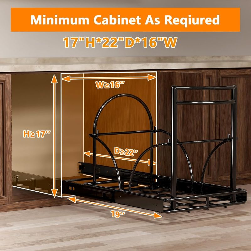 Photo 1 of (USED/FAIR) (PATIALL SET) ANASTA Dual Pull Out Trash Can Under Cabinet 35 QT 13 Gal, Under Sink Trash Can Pull Out, ?16''Wx17''Hx22 D Gabage Can for Kitchen Cabinet, Slide Out Waste Recycling Bin, Without Can (Black)