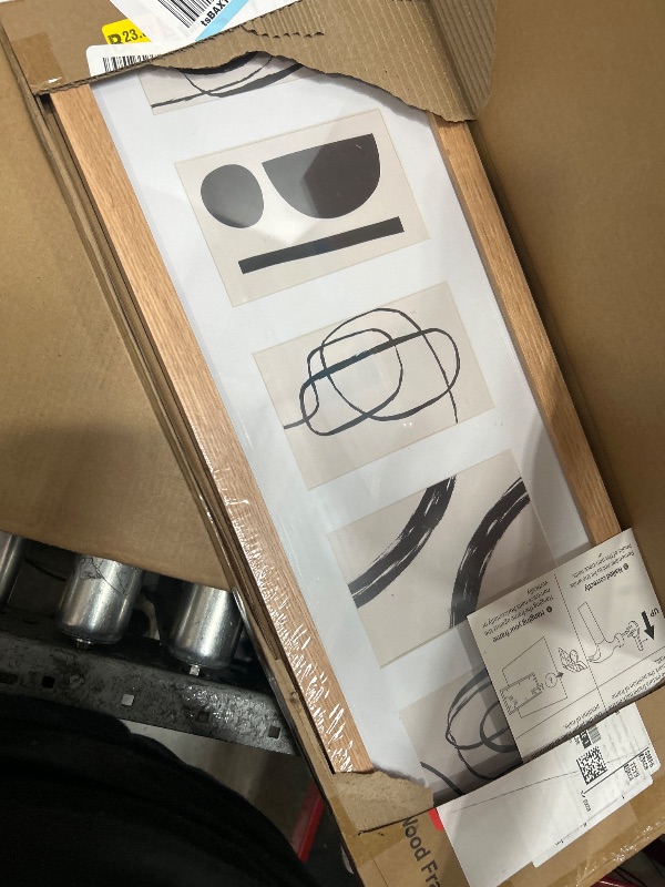 Photo 1 of Picture Frame, Solid Oak Wood Photo Frame Display 5x7 Picture with Mat,Wood Frame with Stand for Wall and Tabletop, Oak Picture Frame with Tempered Glass, 1 Pack (Beige, 8x24-1P)