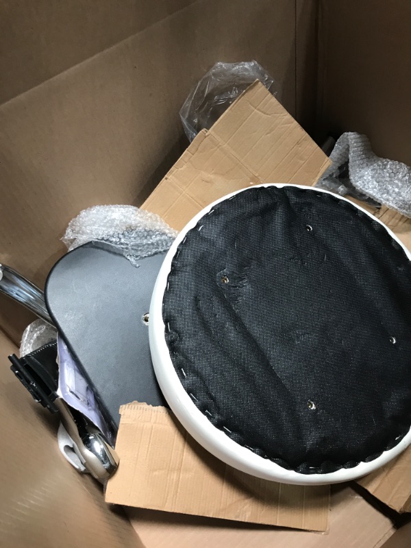 Photo 1 of SUPERJARE Drafting Chair with Back, Adjustable Foot Rest Rolling Stool, Multi-Purpose Office Desk Chair, Thick Seat Cushion for Home Bar Kitchen Shop - White