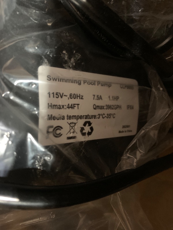Photo 1 of 1.1HP Pool Pump In/Above Ground Water Pump Single Speed, 800W/115V, 3962GPH & High Flow, Powerful Primming Swimming Pool Pumps with Filter Basket, Low Noise for Family