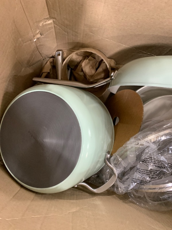 Photo 1 of KitchenAid Hard Anodized Ceramic 9-Piece Nonstick Cookware Set – Includes Fry Pans, Saucepan, Stockpot, Durable, Even Heating, Oven Safe to 500°F, Pistachio