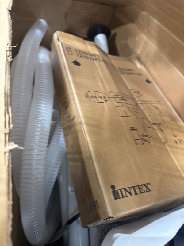 Photo 1 of *UNKNOWN OF AMY MAJOR DAMAGES* INTEX 28201EH Metal Frame Above Ground Swimming Pool Set: 10ft x 30in – Includes 330 GPH Cartridge Filter Pump – Puncture-Resistant Material – Rust Resistant – 1185 Gallon Capacity