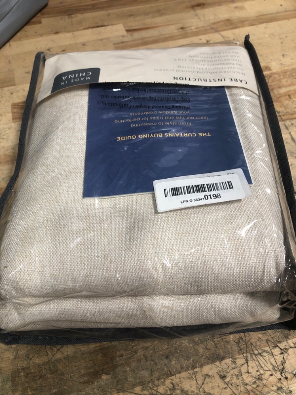 Photo 1 of 100% Blackout Shield Linen Blackout Curtains for Bedroom 84 Inches Long, Back Tab/Rod Pocket Living Room Drapes, Thermal Insulated Blackout Curtains 2 Panels Set, 50" W x 84" L, Cream