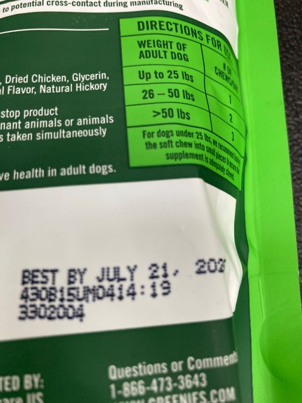 Photo 1 of **BB 7/21/25**Greenies Supplements Digestive Health Probiotics for Dogs Chicken Flavor, 7.8 oz. Pouch of 40 ct.