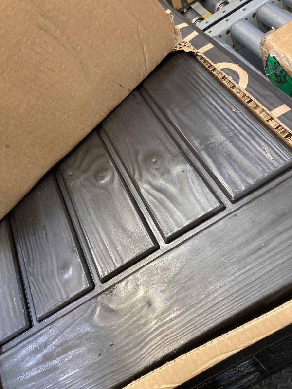 Photo 1 of Keter Outdoor Storage Deck Box, 150 Gallon Resin Patio Bin & Bench, Wood Grain, Brown