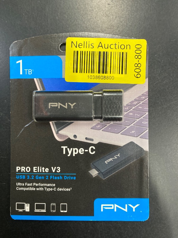 Photo 1 of 1TB PNY PRO Elite V3™ Type-C USB 3.2 Gen 2 Flash Drive – Up to 1000MB/s Read, Up to 800MB/s Write, Extreme Performance for Professional Data Storage and Transfers, Premium Metal Design, USB-C
