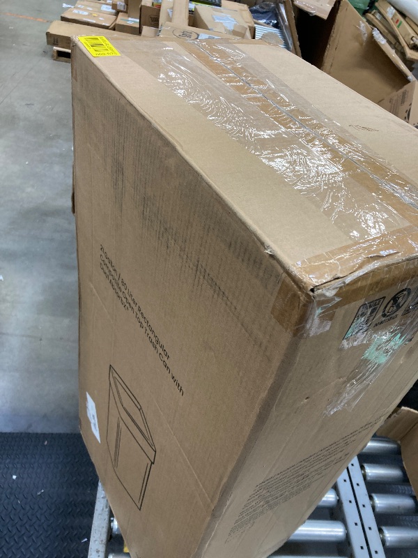 Photo 1 of 21 Gal. Stainless Steel Rectangular Metal Household Trash Can with Trash Sticker, Open Top, and Dual Odor Filters   
***(SMALL DENT)***