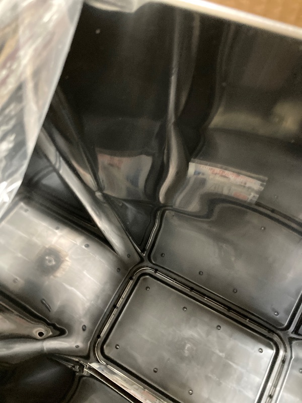 Photo 1 of 21 Gal. Stainless Steel Rectangular Metal Household Trash Can with Trash Sticker, Open Top, and Dual Odor Filters   
***(SMALL DENT)***