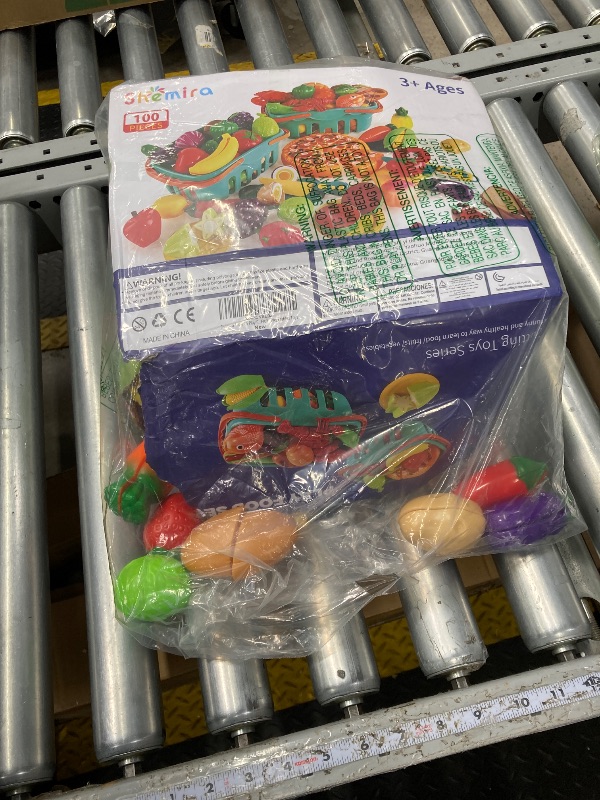 Photo 1 of 100 PCS Cutting Play Food Toy for Kids Kitchen, Pretend Food Toys for Toddlers, Play Kitchen Toys Accessories with 2 Baskets, Fake Food/Fruit/Vegetable, Birthday Gifts for 3 4 5 Years old Boys Girls  ***(OPEN BOX, BOX RIPPED/TORN)***