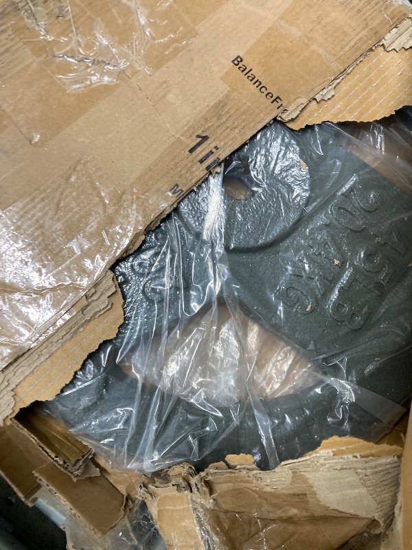 Photo 1 of 1 Single Weight, Cast Iron Plate Weight Plate for Strength Training and Weightlifting  ***(BOX RIPPED/TORN, ORIGINAL STOCK PHOTO NOT AVAILABLE)***