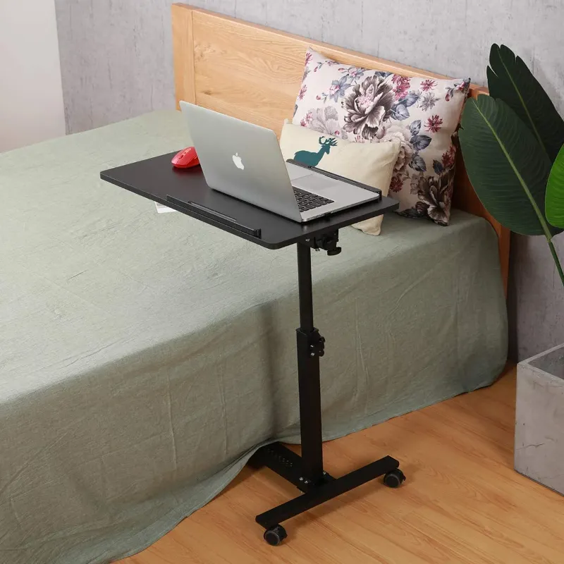 Photo 1 of 
IHHIZLTT Overbed Table with Wheels, Adjustable Rolling Laptop Desk,Tray Table, Black