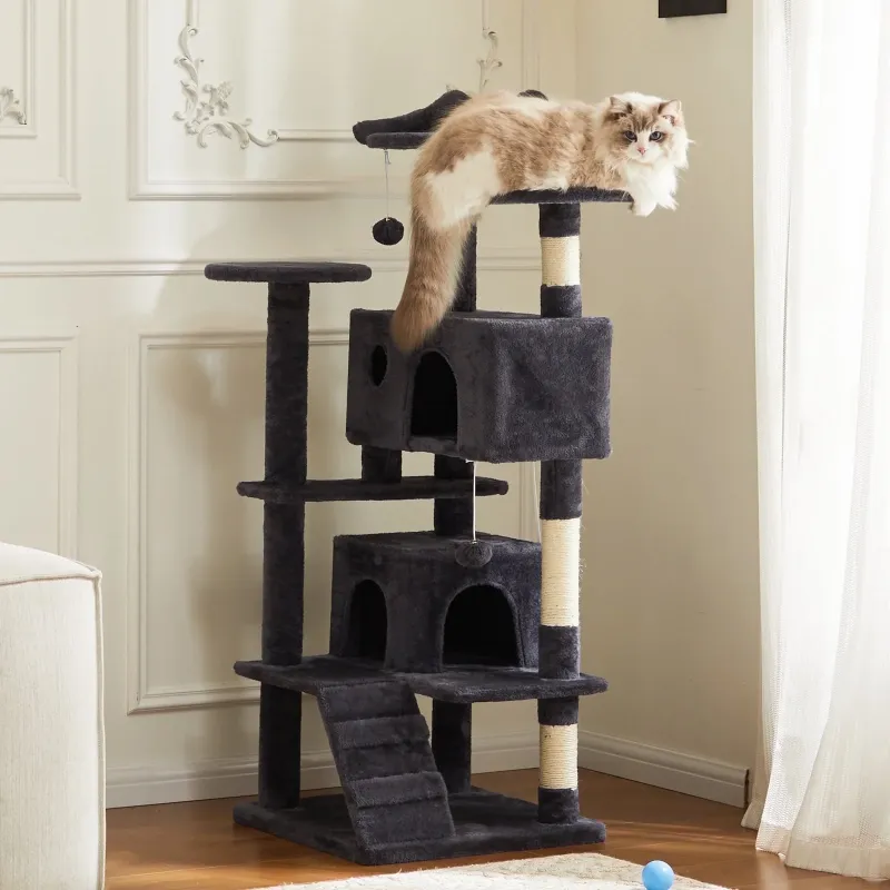 Photo 1 of ***Parts only****edx 54'' Cat Tree Tower for Indoor Cats, Multi-Level Pet Furniture with Sisal Scratching Post, Large Cozy Condo, Climbing Ramp, Kitten Toy, Dark Grey