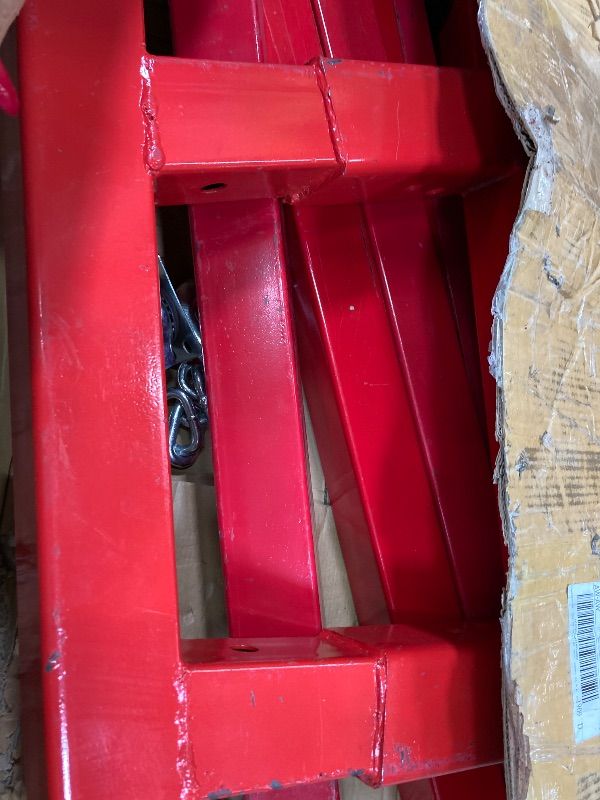 Photo 1 of 2 Ton Engine Hoist, Folding Cherry Picker Engine Hoist with Lever and 6 Casters, Heavy Duty Hydraulic Shop Crane, Engine Crane Lifter for Garage Workshop, Red