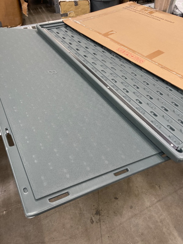 Photo 1 of  ***(MISSING BOX 2 OF 2, THIS IS LID & BOTTOM ONLY SELLING AS PARTS….BOX RIPPED/TORN)***
 VINGLI Upgraded 158 Gallon Outdoor Storage Box, Lockable Resin Storage Containers with Lid, Wooden Grain Surface Deck Box Patio Furniture for Garden, Pool, Balcony, 