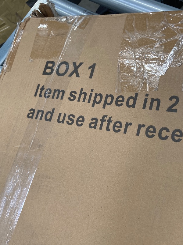 Photo 1 of  ***(MISSING BOX 2 OF 2, THIS IS LID & BOTTOM ONLY SELLING AS PARTS….BOX RIPPED/TORN)***
 VINGLI Upgraded 158 Gallon Outdoor Storage Box, Lockable Resin Storage Containers with Lid, Wooden Grain Surface Deck Box Patio Furniture for Garden, Pool, Balcony, 