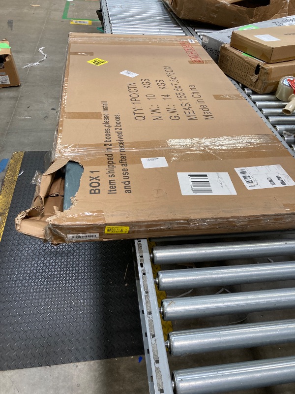 Photo 1 of  ***(MISSING BOX 2 OF 2, THIS IS LID & BOTTOM ONLY SELLING AS PARTS….BOX RIPPED/TORN)***
 VINGLI Upgraded 158 Gallon Outdoor Storage Box, Lockable Resin Storage Containers with Lid, Wooden Grain Surface Deck Box Patio Furniture for Garden, Pool, Balcony, 