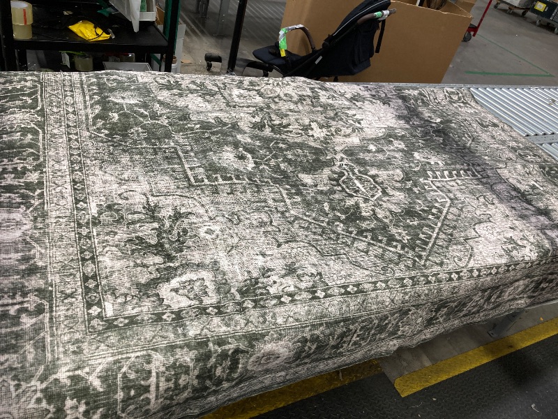 Photo 1 of 10'x7'10" Intricate Olive Green Design Carpet.