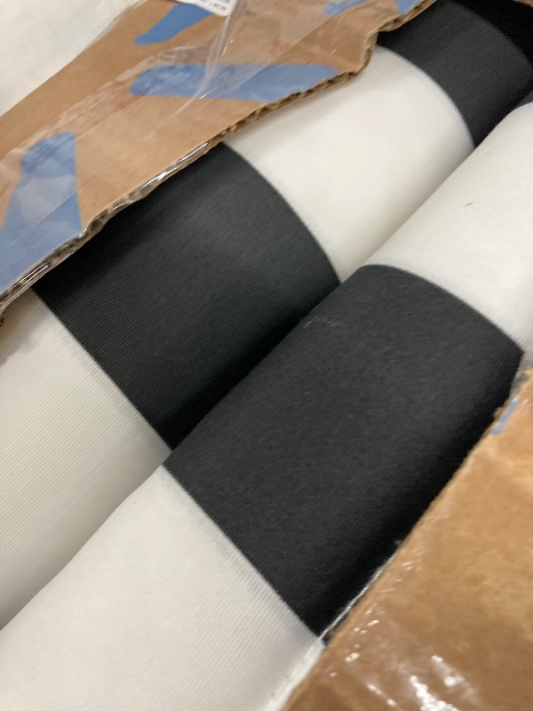 Photo 1 of 2PCS Set 72.83 x 23.62 in. Outdoor Chaise Lounge Cushion Replacement Cushion?Black White Stripe