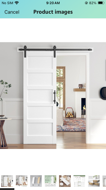 Photo 1 of 30x80 Inch White Sliding Barn Door Slab with 5.5ft Hardware Kit Included, 5-Panel, MDF Wood Panel Covered with Water-Proof Scratch-Proof PVC Surface, Simple DIY Assembly
