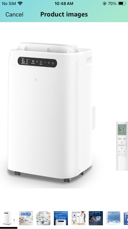 Photo 1 of 14000 BTU Portable Air Conditioners,Cools Up to 700 Sq.Ft,Portable AC Unit with Remote Control,Cooling,Fan,Dehumidification,Sleep Mode& Installation Kits for Large Rooms,White