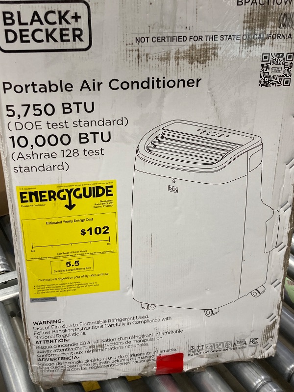 Photo 1 of **PARTS ONLY**BLACK+DECKER 10,000 BTU Portable Air Conditioner for Rooms up to 450 Sq. with Remote Control, White
