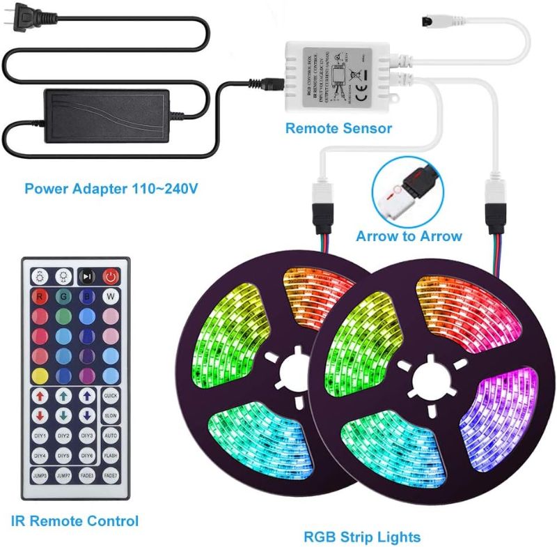 Photo 1 of **MISSING PARTS**LED Strip Lights, 32.8 ft 10M(5Mx2) LED Lights 5050 LED Tape Lights, Flexible Color Changing LED Strip Lights with Remote for Home Lighting Kitchen Bedroom Bar Room Decoration