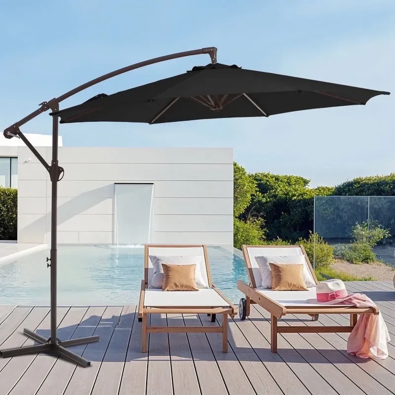 Photo 1 of ***DIRTY/NEEDS CLEANING**JUSTLET 10' Outdoor Hanging Offset Cantilever Umbrella for Patio(No Base), Blac